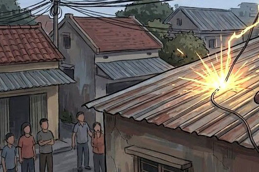 A couple in Tay Ho commune, Da Nang died, suspected of being electrocuted while repairing a corrugated iron roof. Illustrative photo AI