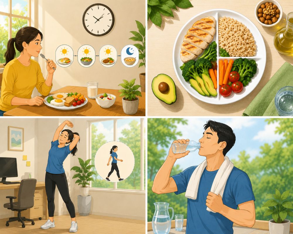 Maintaining healthy habits helps the body stabilize energy, reduce fatigue and maintain alertness. Photo created from AI