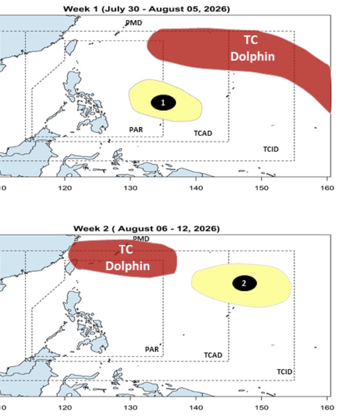 Áp thấp nối áp thấp sau siêu bão Dolphin. Ảnh: PAGASA