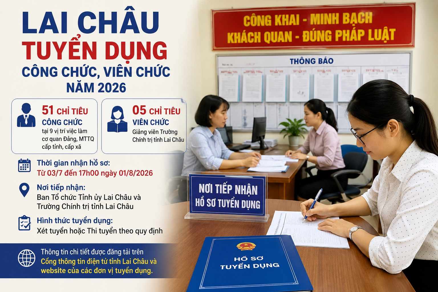 Lai Chau has a plan to recruit civil servants and public employees in July 2026. Photo: AI