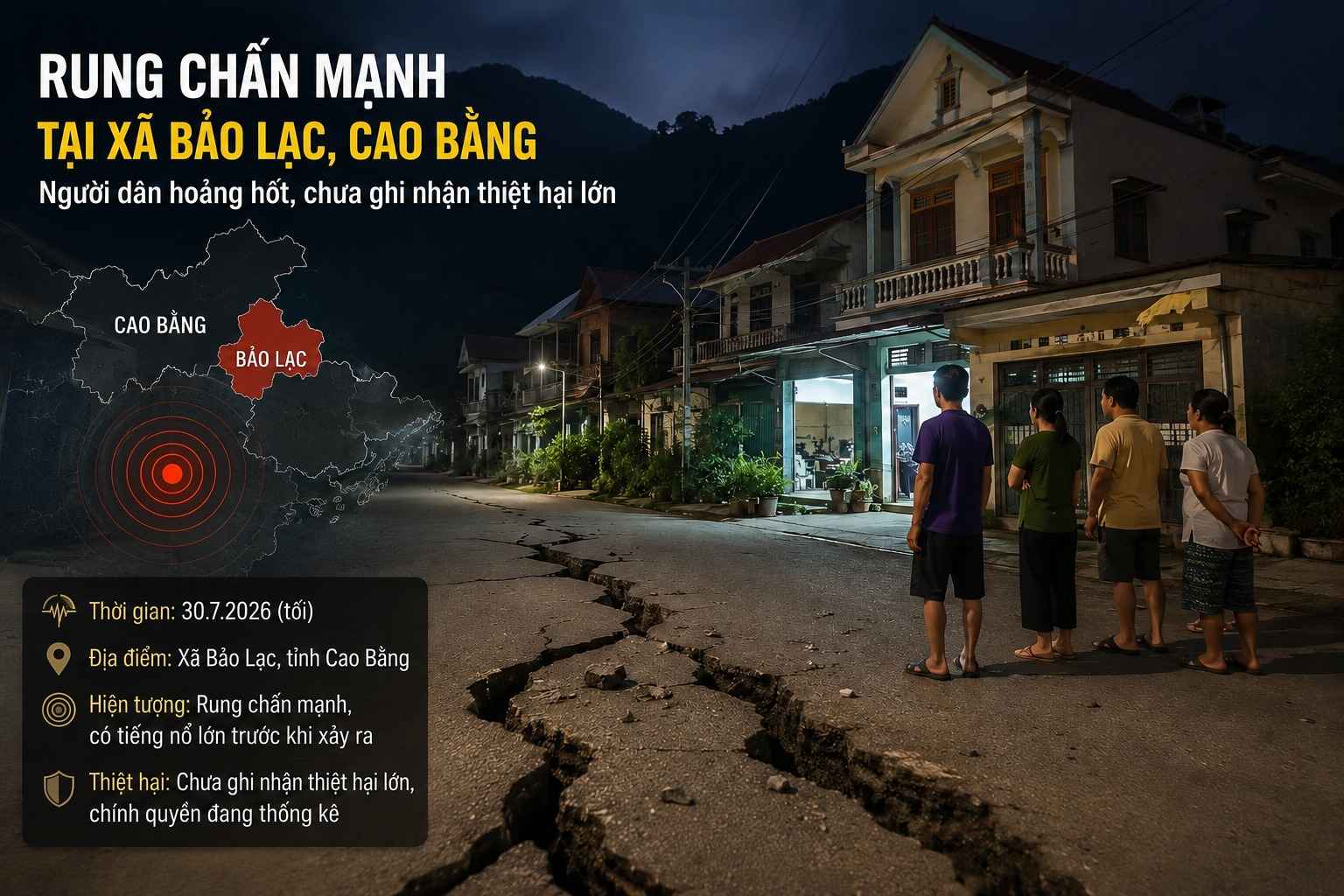 People in Bao Lac commune have just experienced a earthquake with quite strong vibrations. Illustrative image AI