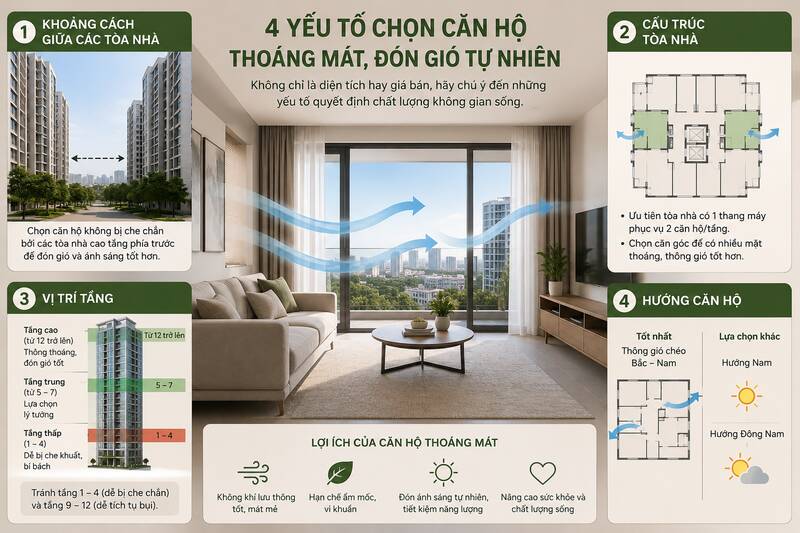 Căn hộ có nhiều mặt thoáng giúp đón gió và ánh sáng tự nhiên hiệu quả hơn. Ảnh có sự hỗ trợ của AI