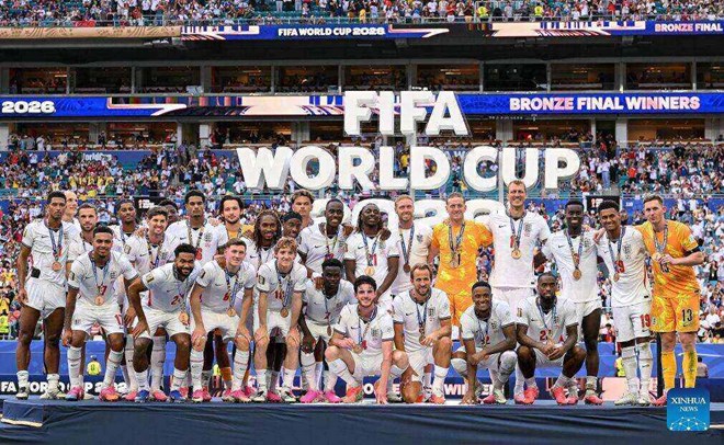 Tuyển Anh giành hạng ba tại World Cup 2026. Ảnh: Xinhua