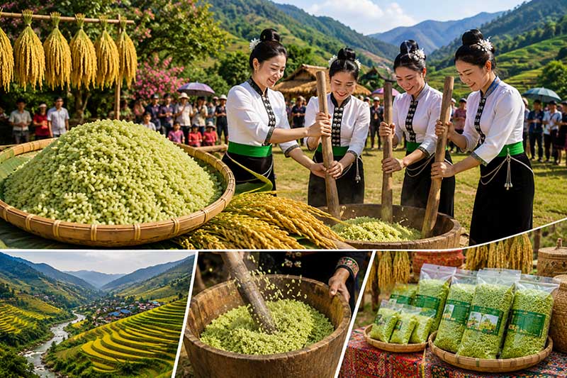 El Festival de Cốm Tú Lệ está previsto que se celebre durante dos días, el 22 y 23 de agosto de 2026, en el recinto de Lechamp, aldea de Nước Nóng, comuna de Tú Lệ. Foto: Portal de Información Electrónica de la provincia de Lào Cai