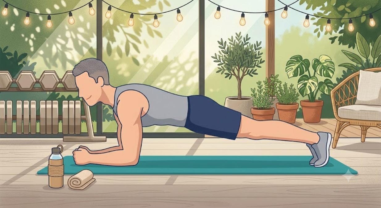 Proper plank helps shape the waist, while maintaining balance. Photo created by AI