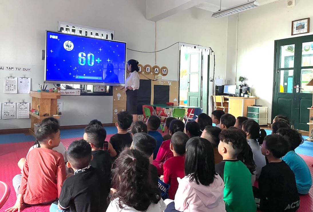 Một giờ học của cô trò Trường Mẫu giáo Chim Non (phường Hai Bà Trưng, Hà Nội). Ảnh: Nhà trường cung cấp