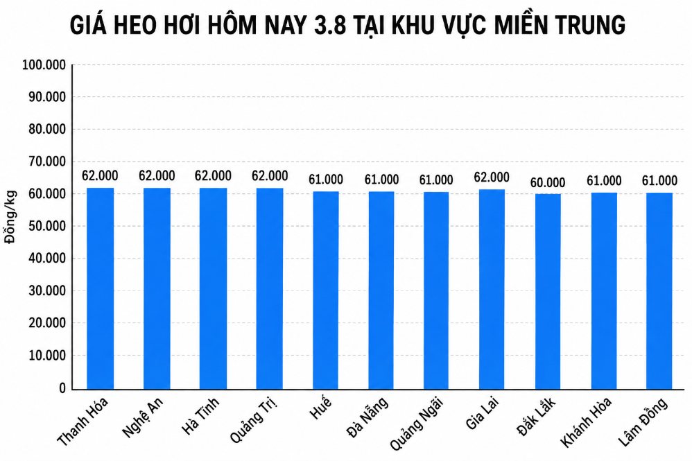 Giá heo hơi hôm nay 3.8 tại khu vực miền Bắc. Đồ họa sử dụng AI