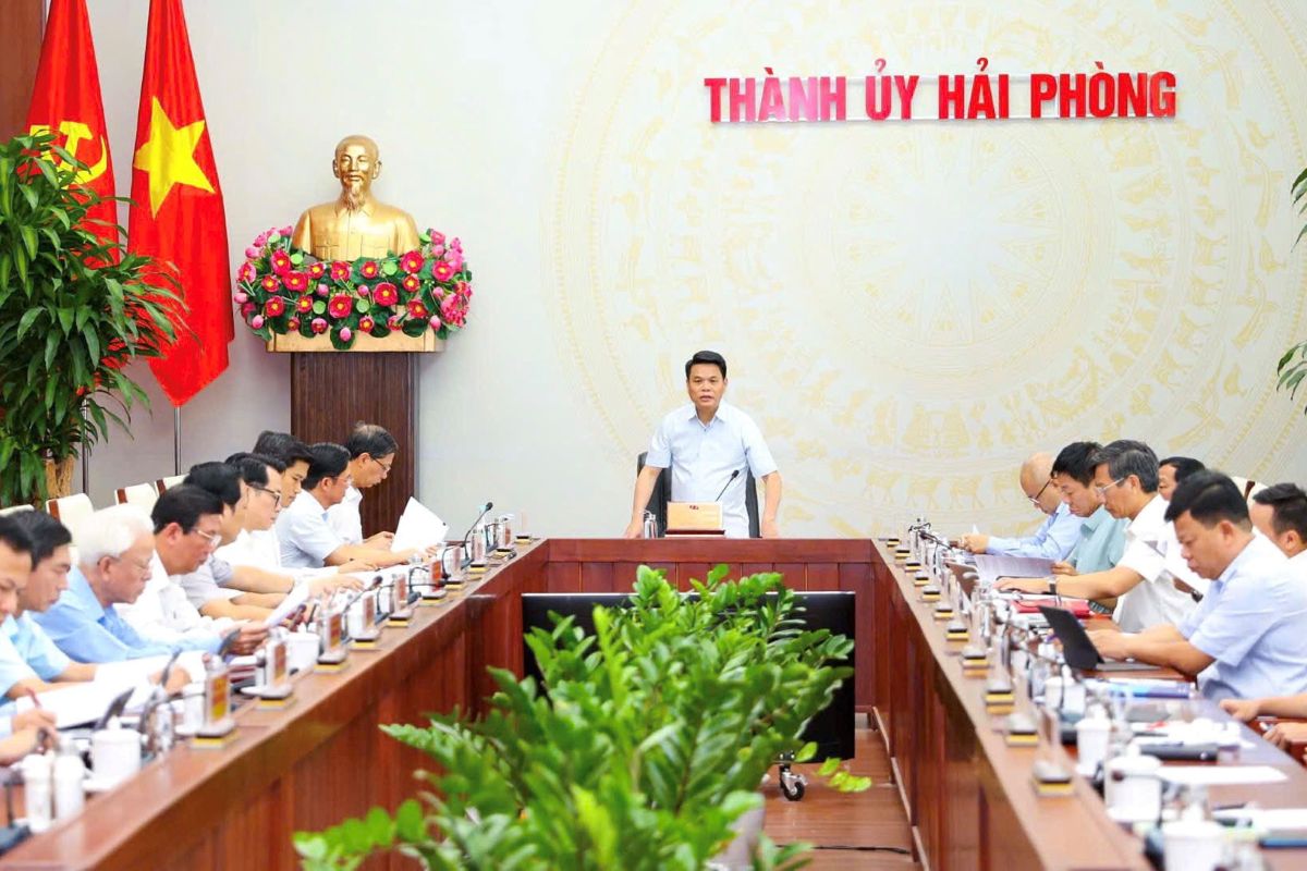 The Standing Committee of the City Party Committee listened to the report, gave opinions and implemented some contents. Photo: Hai Phong e-Portal