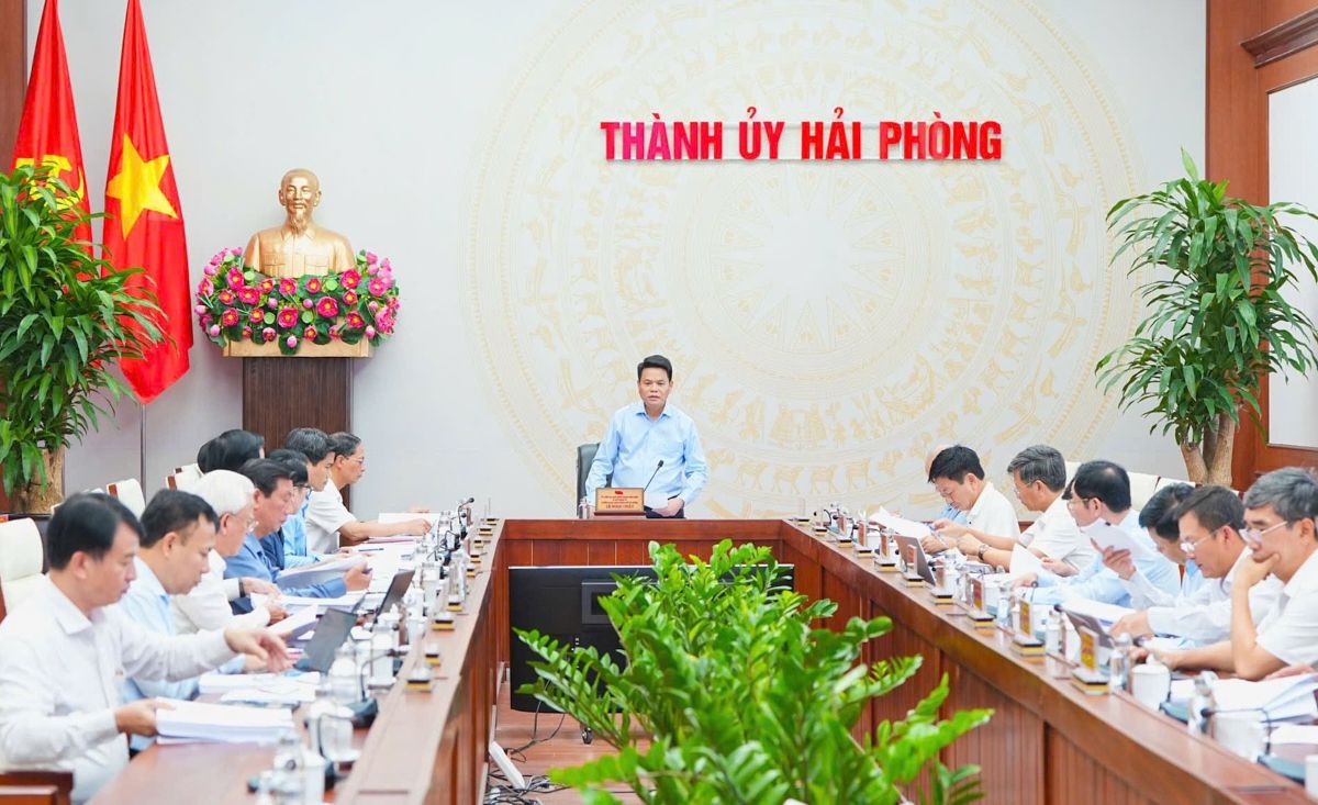 The Standing Committee of the City Party Committee unanimously agreed with the investment policy of the LG Innotek Hai Phong Semiconductor Packaging Plate Production Plant Project. Photo: Dam Thanh