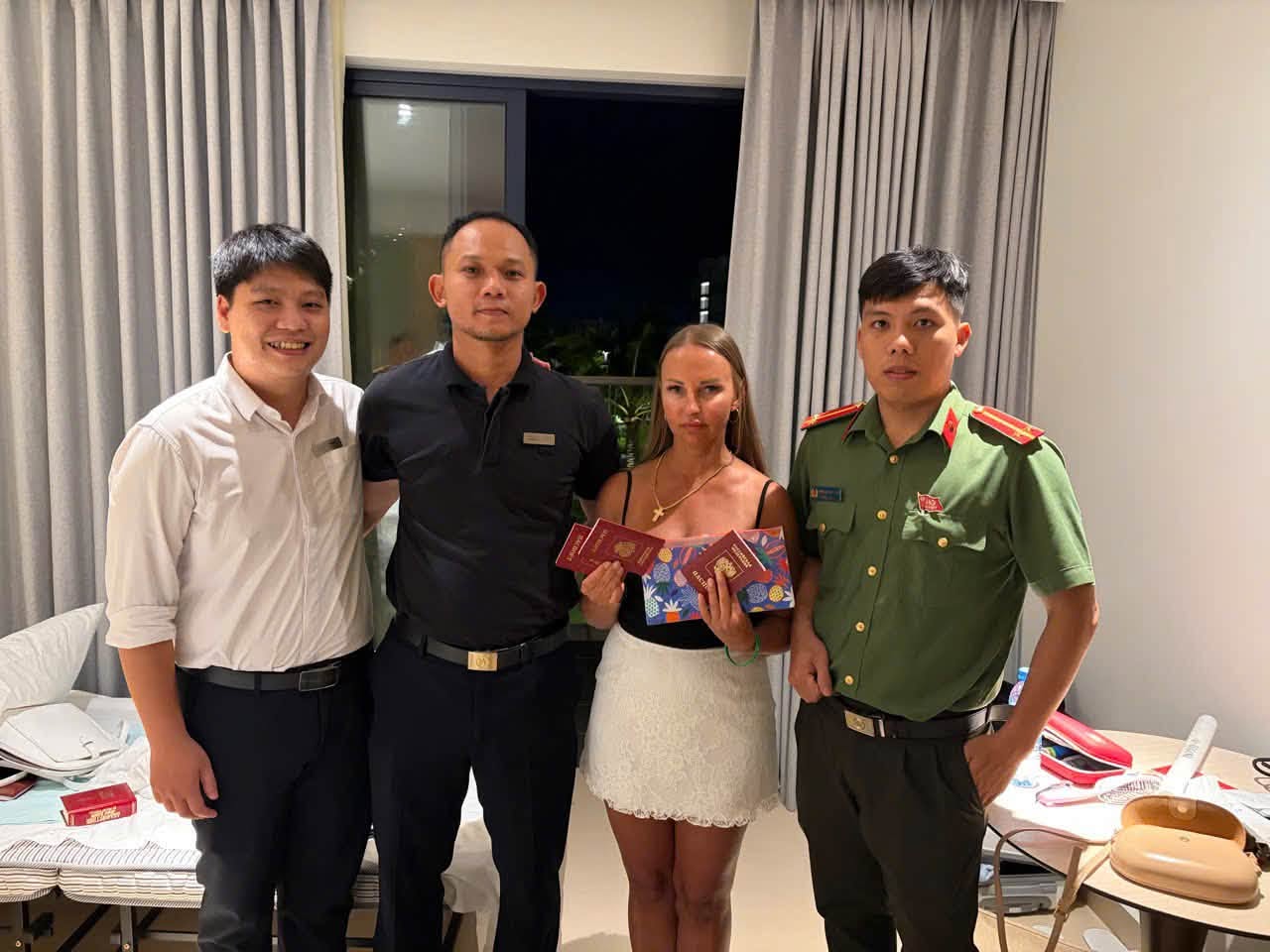 Functional agencies have coordinated with the resort to find back passports and air tickets for 3 Russian tourists. Photo: Police provided