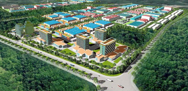 Phối cảnh tổng thể của Khu công nghiệp Trấn Yên sau khi hoàn thiện. Ảnh: Tân Văn