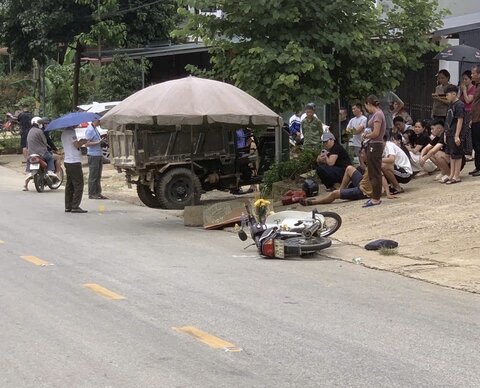 Scene of the accident on National Highway 6 through Thuan Chau commune, Son La province on the morning of July 4. Photo: Anh Hoang