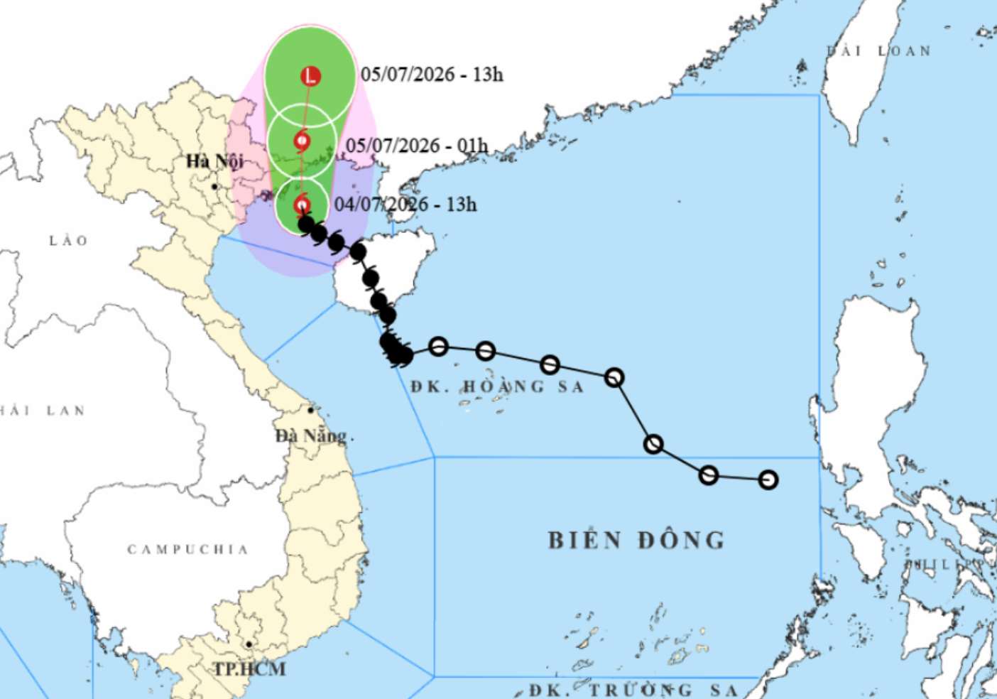 Cập nhật vị trí của bão số 1 trên Biển Đông. Ảnh: Trung tâm Dự báo Khí tượng Thủy văn quốc gia