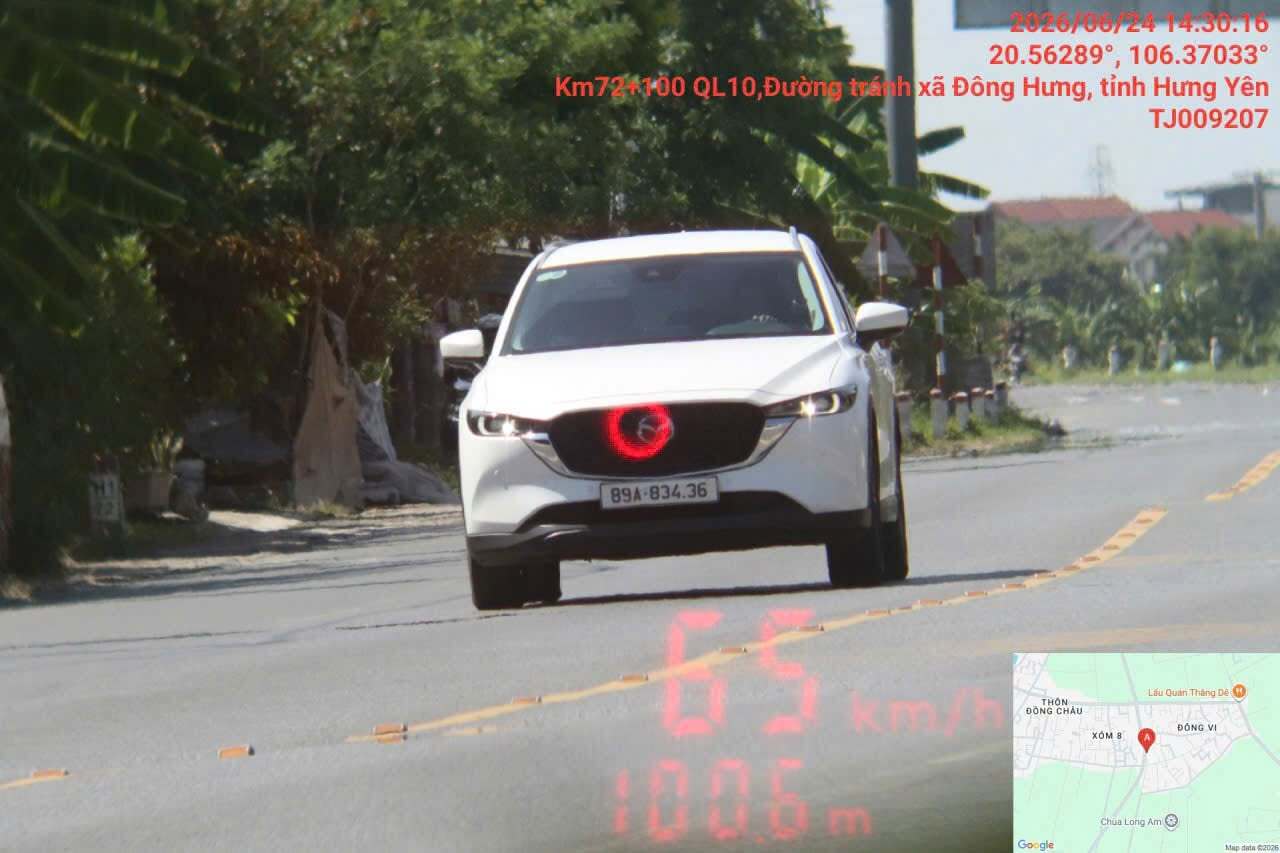 Car owner fined remotely in Hung Yen. Photo: Hung Yen Traffic Police