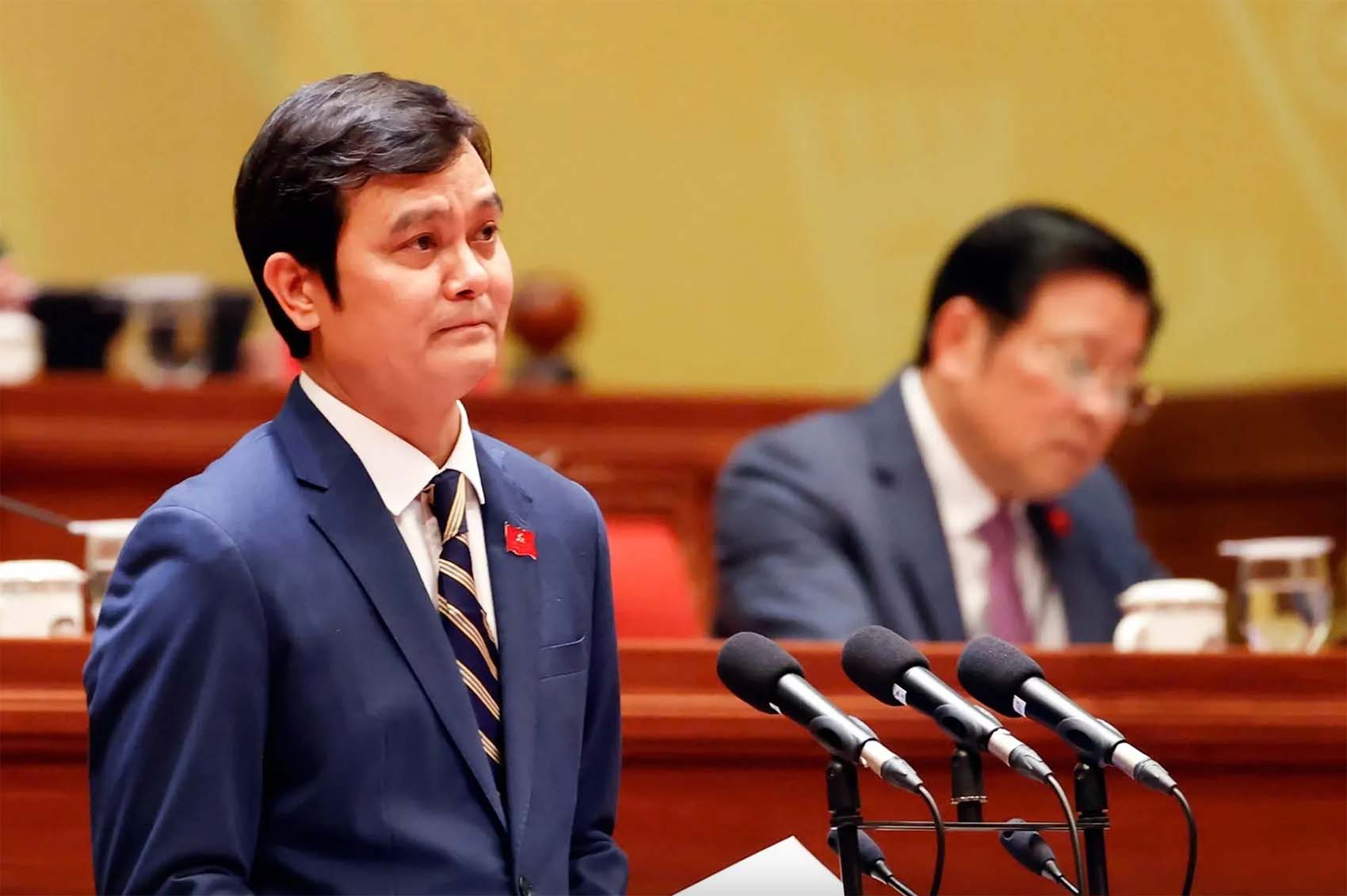 Mr. Bui Quang Huy, Member of the Party Central Committee, First Secretary of the Ho Chi Minh Communist Youth Union Central Committee, Chairman of the Young National Assembly Delegation of the 16th term. Photo: VNA.