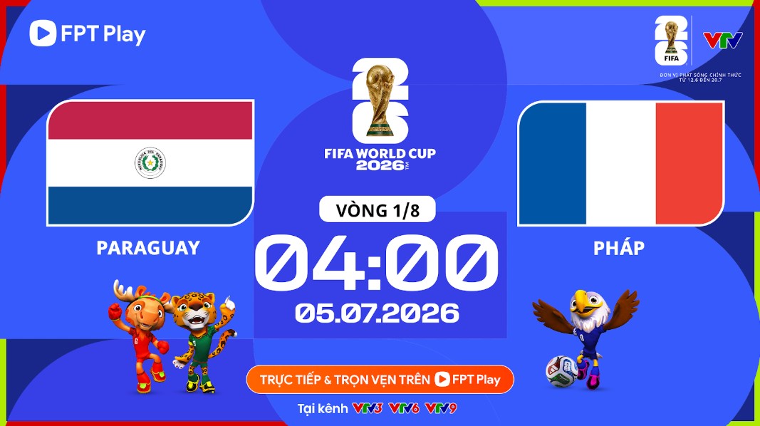 Đội tuyển Pháp chạm trán Paraguay trong trận đấu thuộc vòng 1/8 World Cup 2026. Ảnh: FPT Play