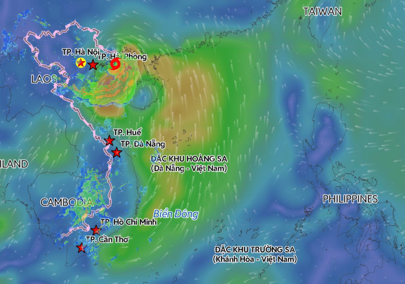 Update on storm No. 1 position at 5:00 PM on July 4. Source: Vietnam Disaster Monitoring System