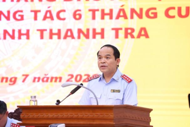 Member of the Party Central Committee, Government Inspector General Nguyen Quoc Doan speaks at the conference. Photo: Government Inspectorate