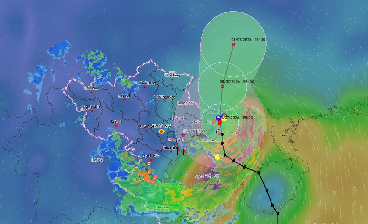 Weather forecast today July 5, storm No. 1 enters the mainland causing widespread rain. Photo: Vietnam Disaster Monitoring System