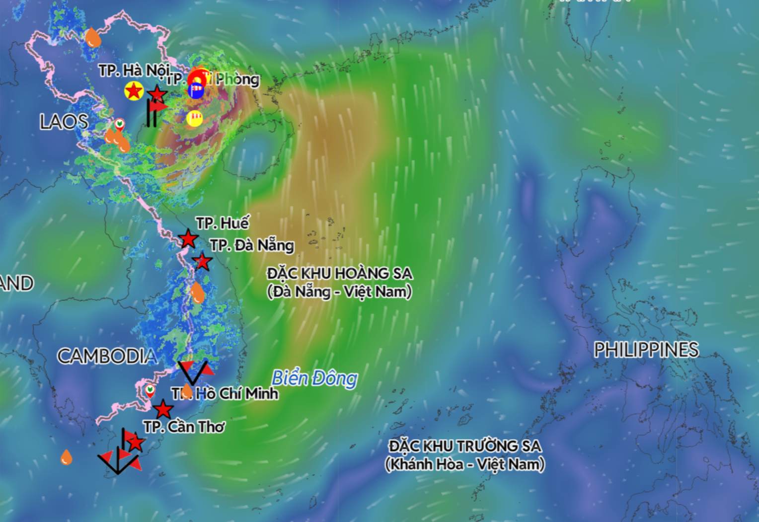 Storm No. 1 has made landfall in Quang Ninh with intensity level 8 - 9. Source: Vietnam Disaster Monitoring System