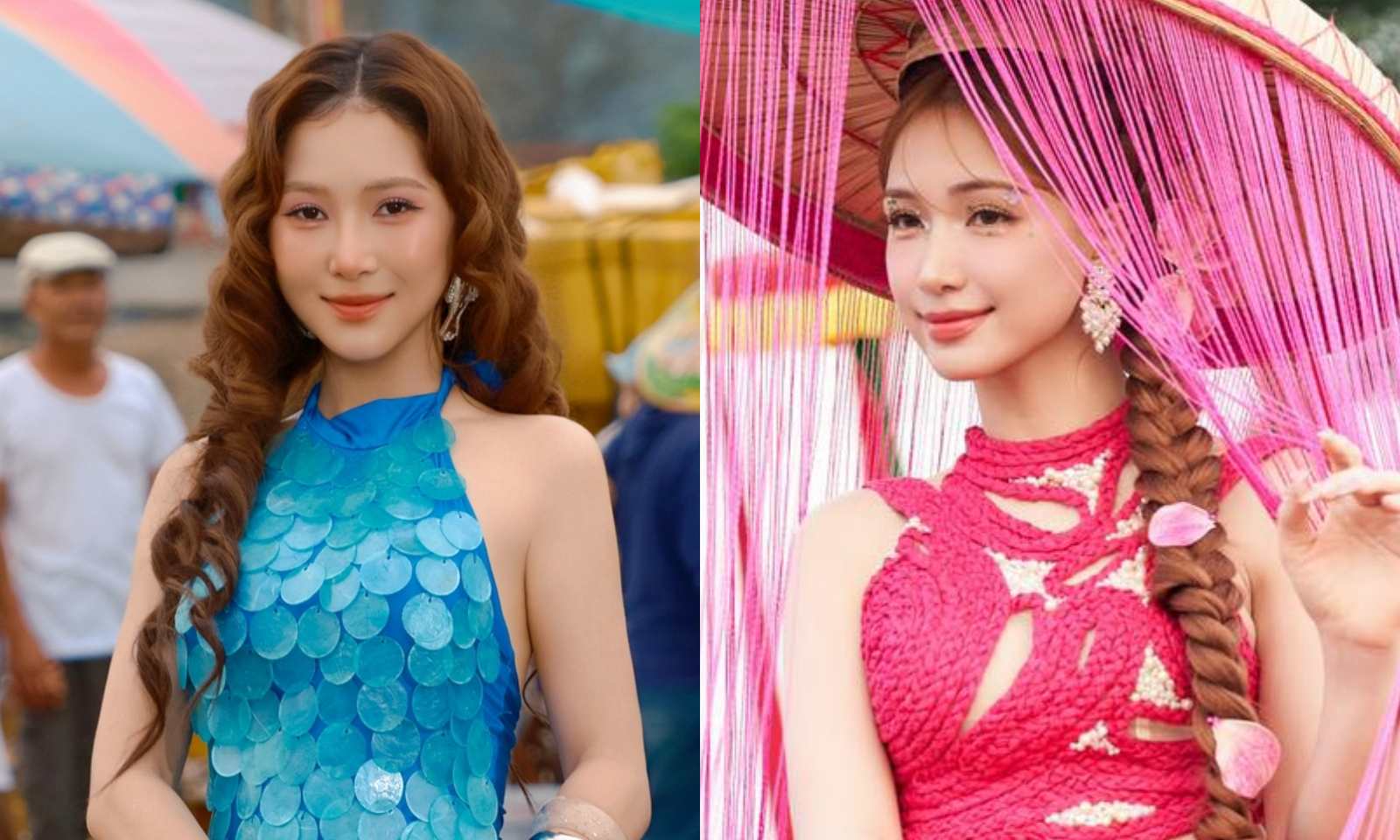 Huong Tram in the MV "Girl Nghe", Hoa Minzy in the MV "Bac Bling". Photo: Cut from MV