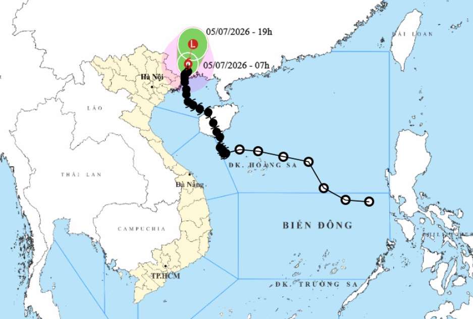 Update on the path of storm No. 1 Maysak. Photo: National Center for Hydro-Meteorological Forecasting