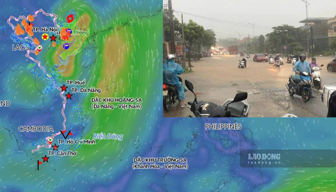 Due to the impact of storm No. 1, it is forecast that the Northeast of the Northern region will have moderate to heavy rain today 5. 7. Photo composite: An An/Source: Vietnam Disaster Monitoring System