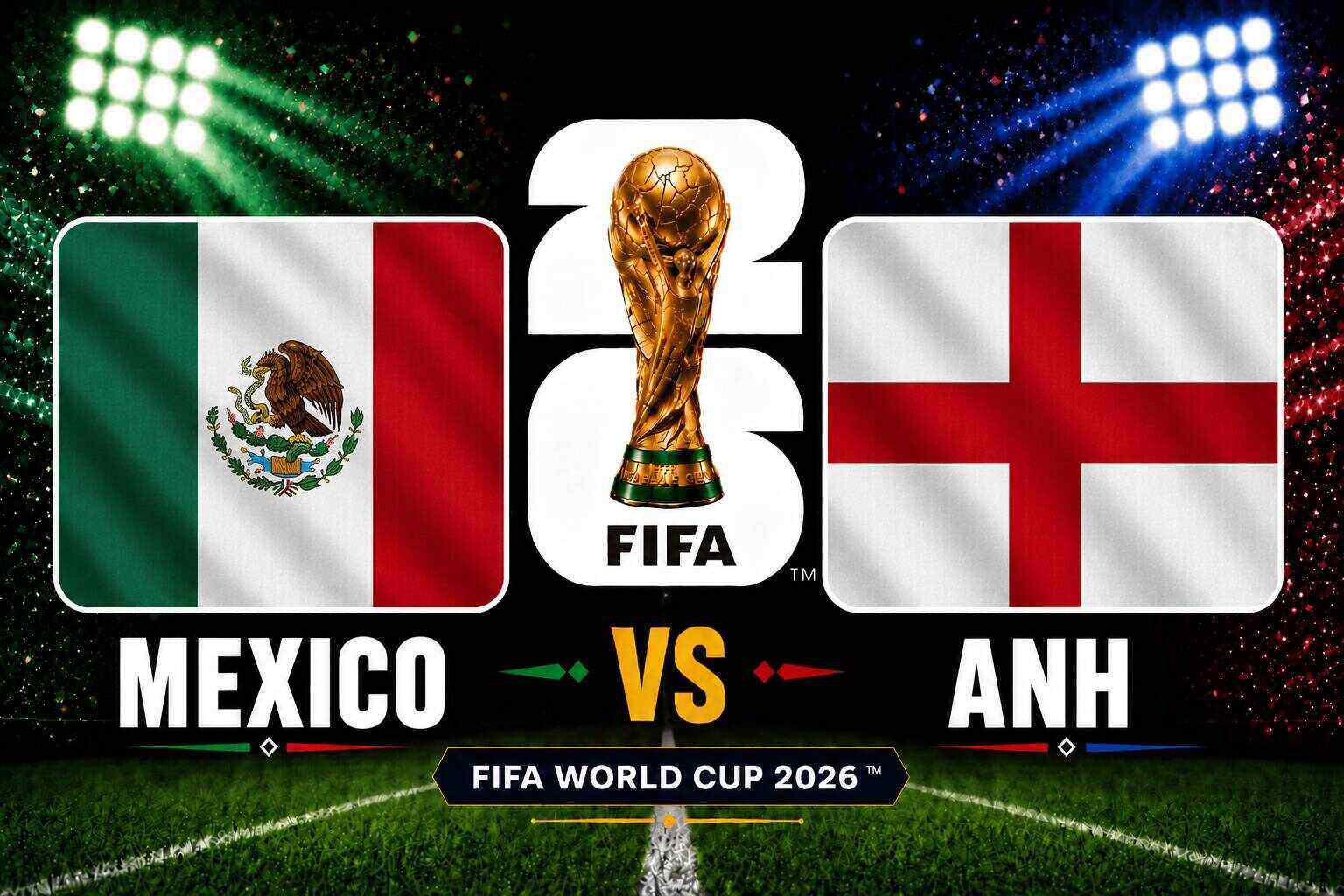 Predicción del marcador México vs Inglaterra en la Copa Mundial de 2026. Gráfico: Dieu Anh