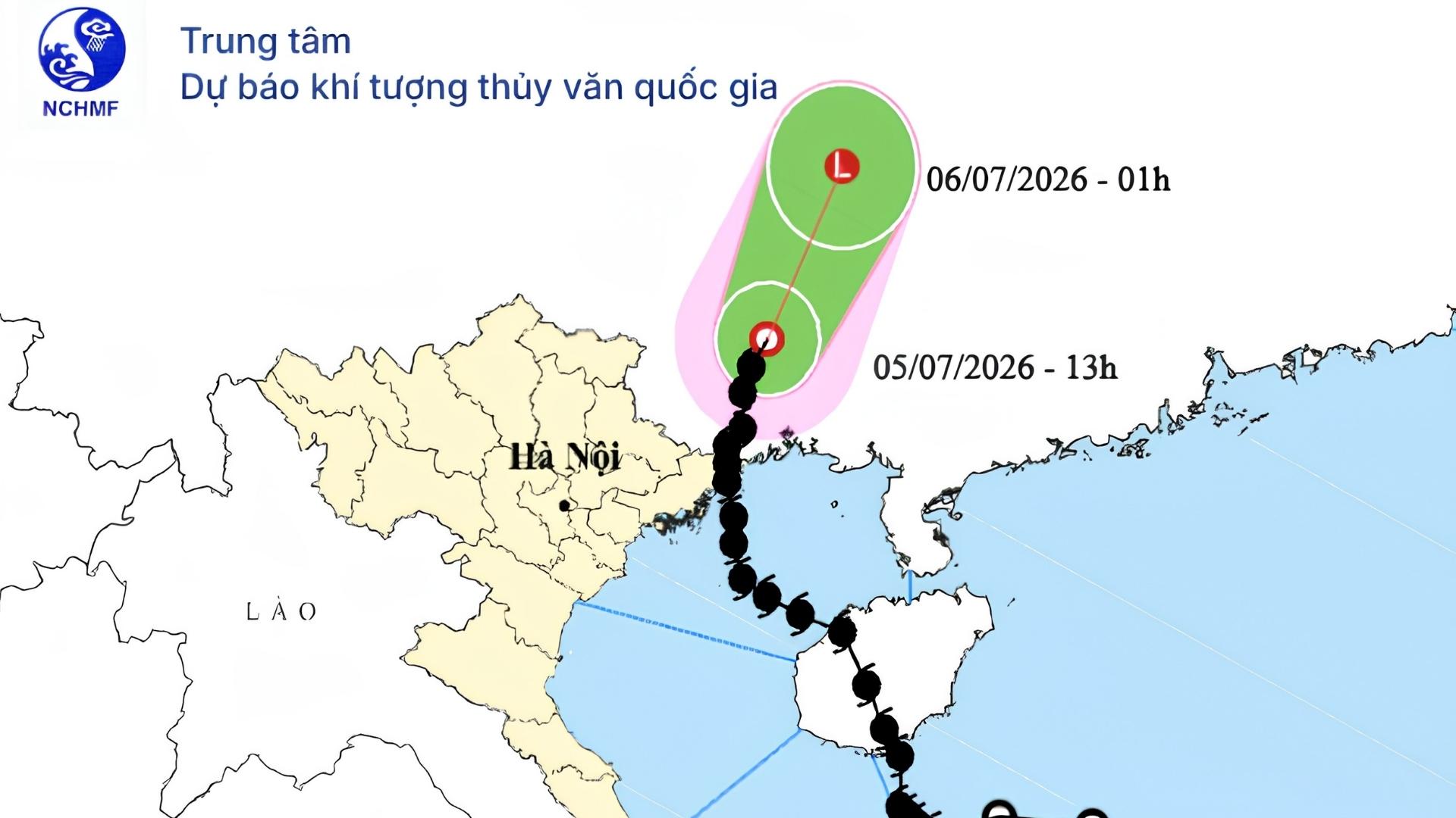 Weather forecast for tomorrow July 6, storm No. 1 is turning into the Chinese region and is no longer likely to directly affect Vietnam. Photo: National Center for Hydro-Meteorological Forecasting