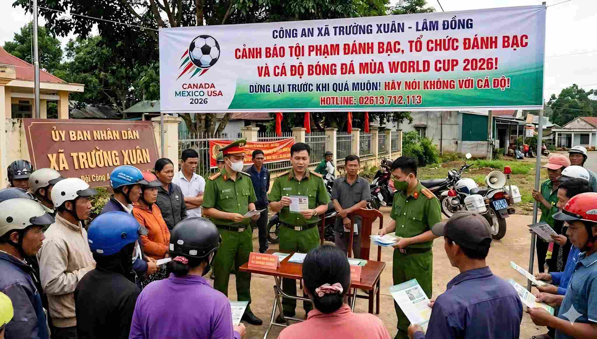 Công an các địa phương trong tỉnh Lâm Đồng tuyên truyền phòng chống tệ nạn cờ bạc, cá độ bóng đá mùa