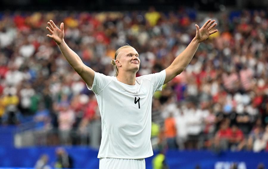 Erling Haaland scored a double to help Norway defeat Brazil 2-1 to win a ticket to the quarter-finals of the 2026 World Cup. Photo: Xinhua
