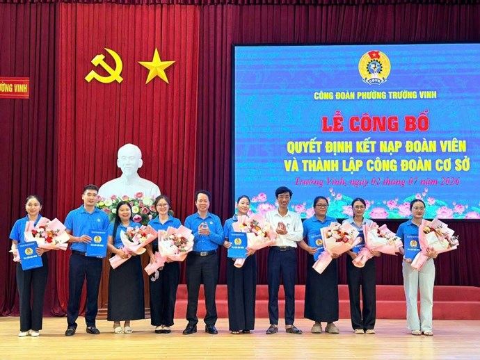 Phường Trường Vinh thành lập 7 công đoàn cơ sở với 140 đoàn viên. Ảnh: Công đoàn Nghệ An