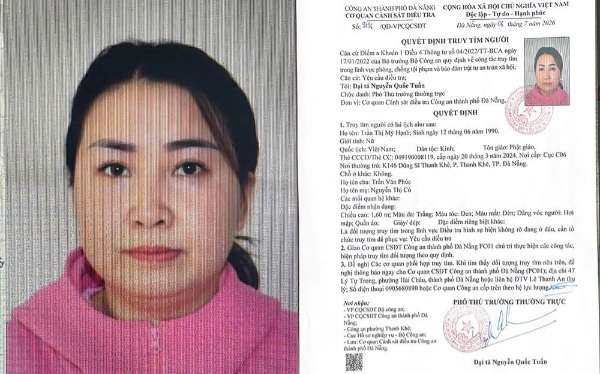 Đà Nẵng truy tìm người phụ nữ chiếm đoạt 26,3 tỉ đồng rồi bỏ trốn. Ảnh: Công an cung cấp