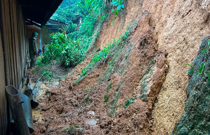 Koàn lưu bão số 1 gây sạt lở, ngập úng trên địa bàn xã Mù Cang Chải. Ảnh: CACC