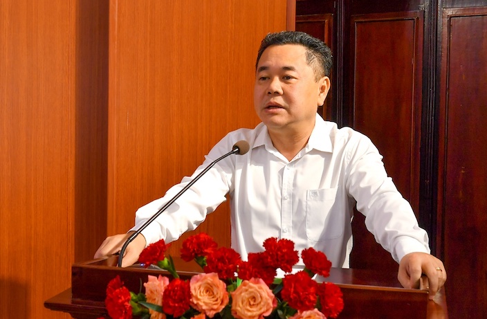 Phó Thống đốc Ngân hàng Nhà nước Nguyễn Ngọc Cảnh phát biểu giao nhiệm vụ. Ảnh: HVNH