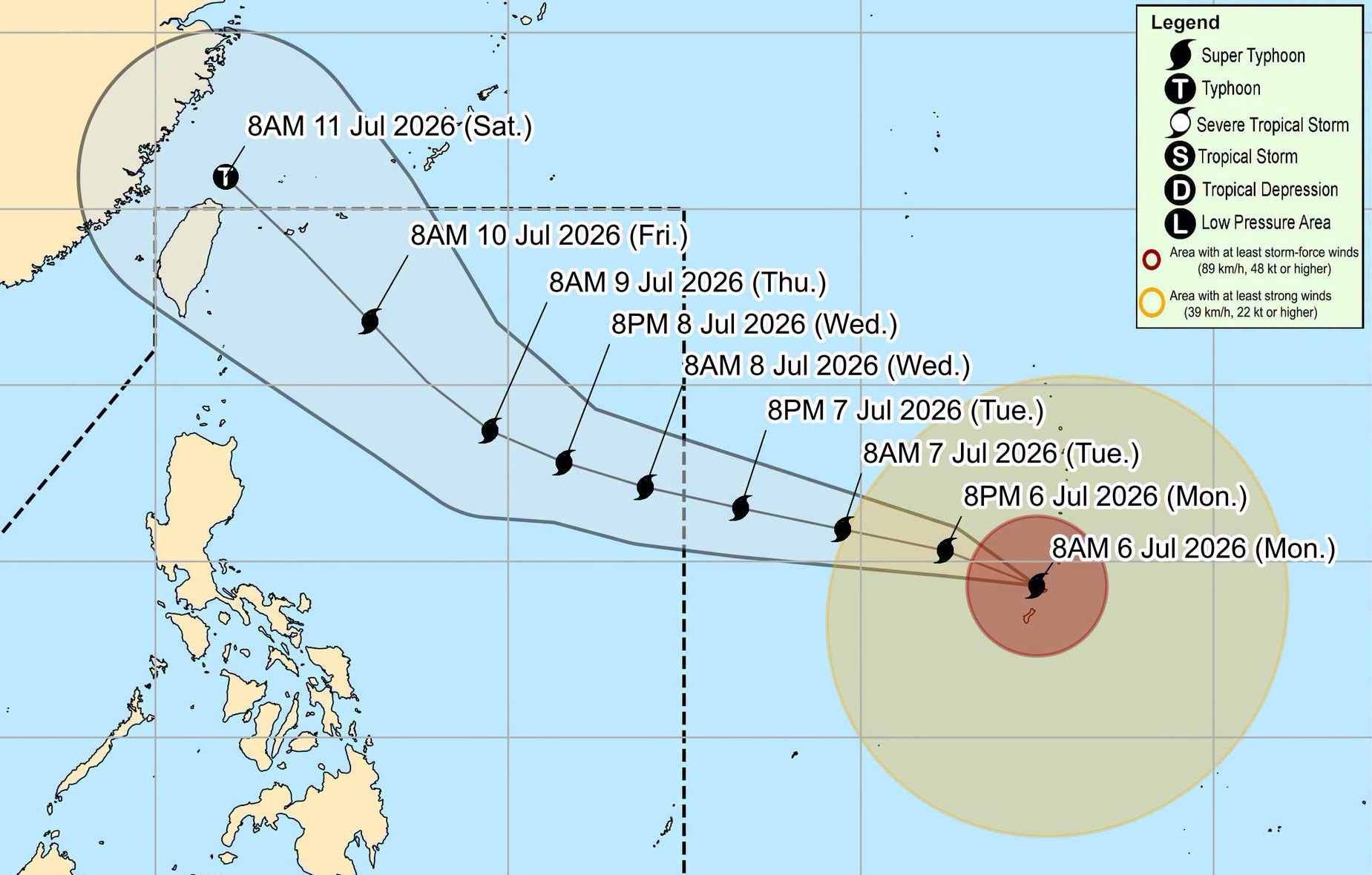 Cập nhật hướng đi của siêu bão Ba Vì. Ảnh: PAGASA