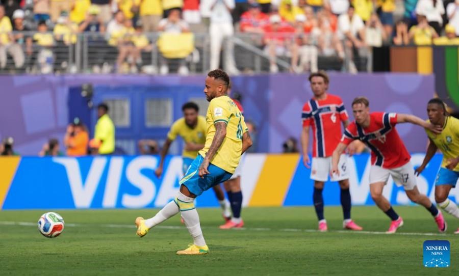 Neymar in the match against Norway. Photo: Xinhua