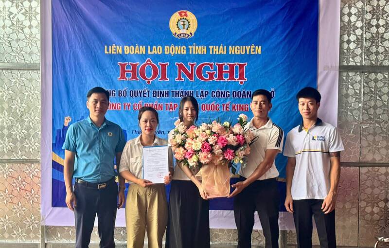 Establishment of the Grassroots Trade Union of KING FARM International Group Joint Stock Company. Photo: Thai Nguyen Trade Union