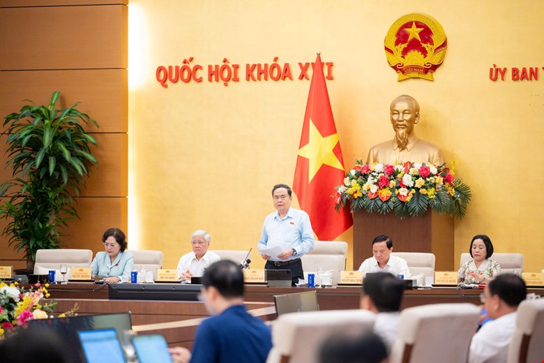 Chủ tịch Quốc hội Trần Thanh Mẫn đã chủ trì cuộc họp giao ban với Thường trực các cơ quan của Quốc hội, Văn phòng Quốc hội. Ảnh: Vũ Hiếu.