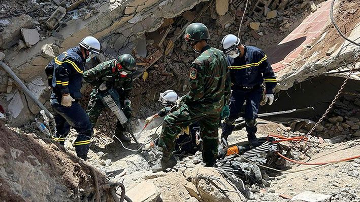 Vietnamese rescue and relief team at the scene searching for victims in Venezuela. Photo: Ministry of Public Security