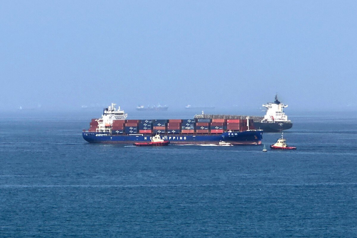 Cargo ships operating in Oman Bay. Photo: AFP