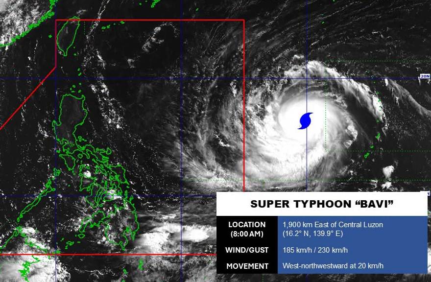Update on the location of Super Typhoon Ba Vi in the Pacific Ocean. Photo: PAGASA
