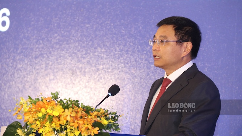 Member of the Party Central Committee, Deputy Prime Minister Nguyen Van Thang speaks at Da Nang Economic, Financial and Technology Week 2026. Photo: Nguyen Linh