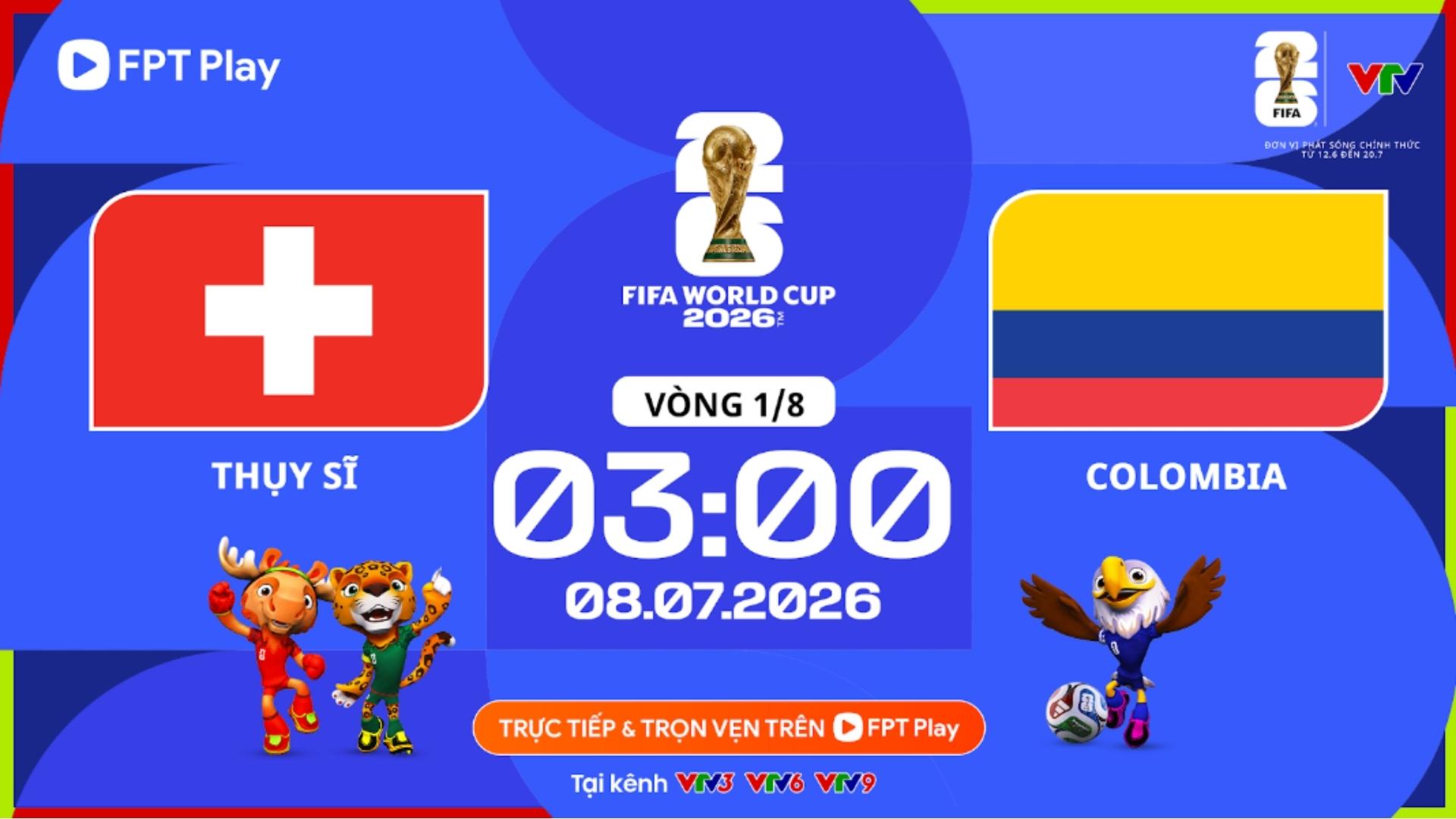 World Cup 2026 schedule, Switzerland vs. Colombia. Photo: FPT Play
