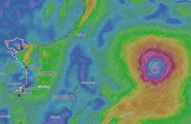 Super typhoon Ba Vi is forecast to maintain super typhoon level in the next 2-3 days. Image source: Vietnam Disaster Monitoring System