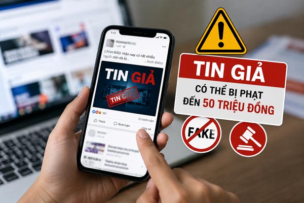 A partir del 1 de julio de 2026, publicar noticias falsas y falsas en línea puede ser multado con hasta 50 millones de VND. Foto: AI