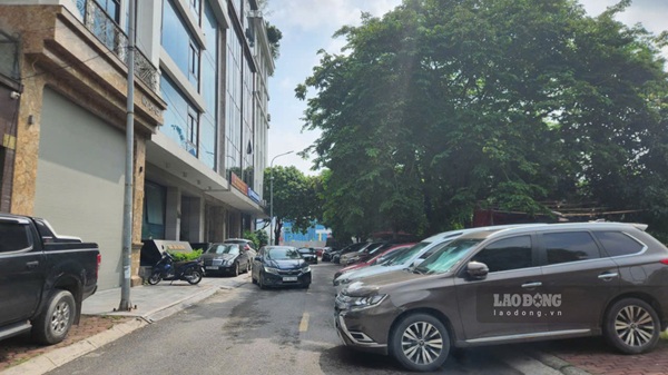 Xe ô tô đỗ trên vỉa hè chiếm dụng lòng đường. Ảnh: Minh Hạnh