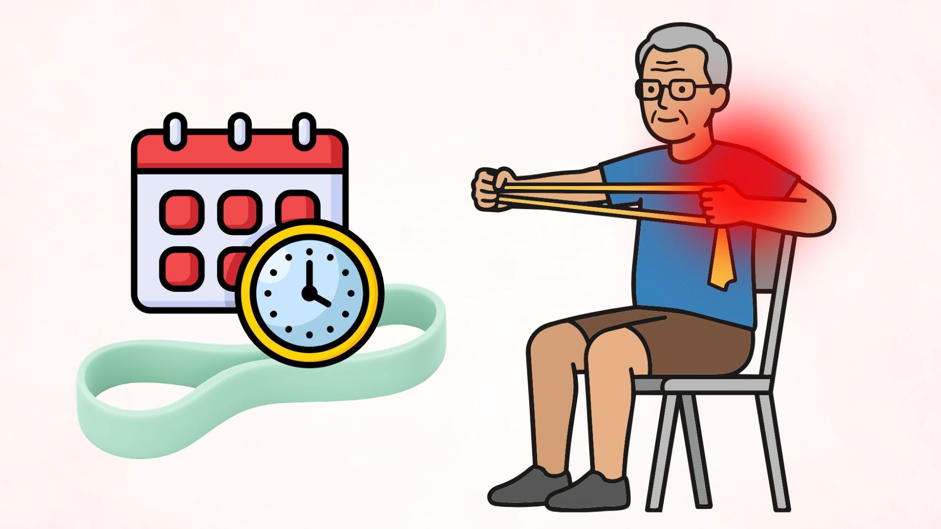 Exercises with resistance bands combined with shoulder rotation while sitting help strengthen shoulder strength. Graphics: Thanh Thanh/Source: Canva