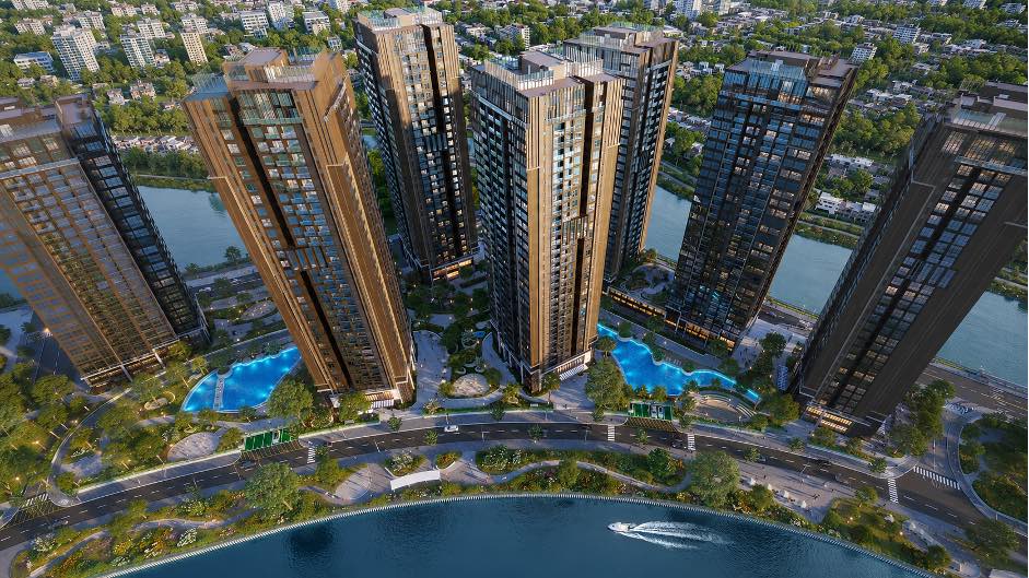 Phối cảnh Cloud9 Tower hướng sông Giồng Ông Tố. Ảnh: BLUEMARQ Development