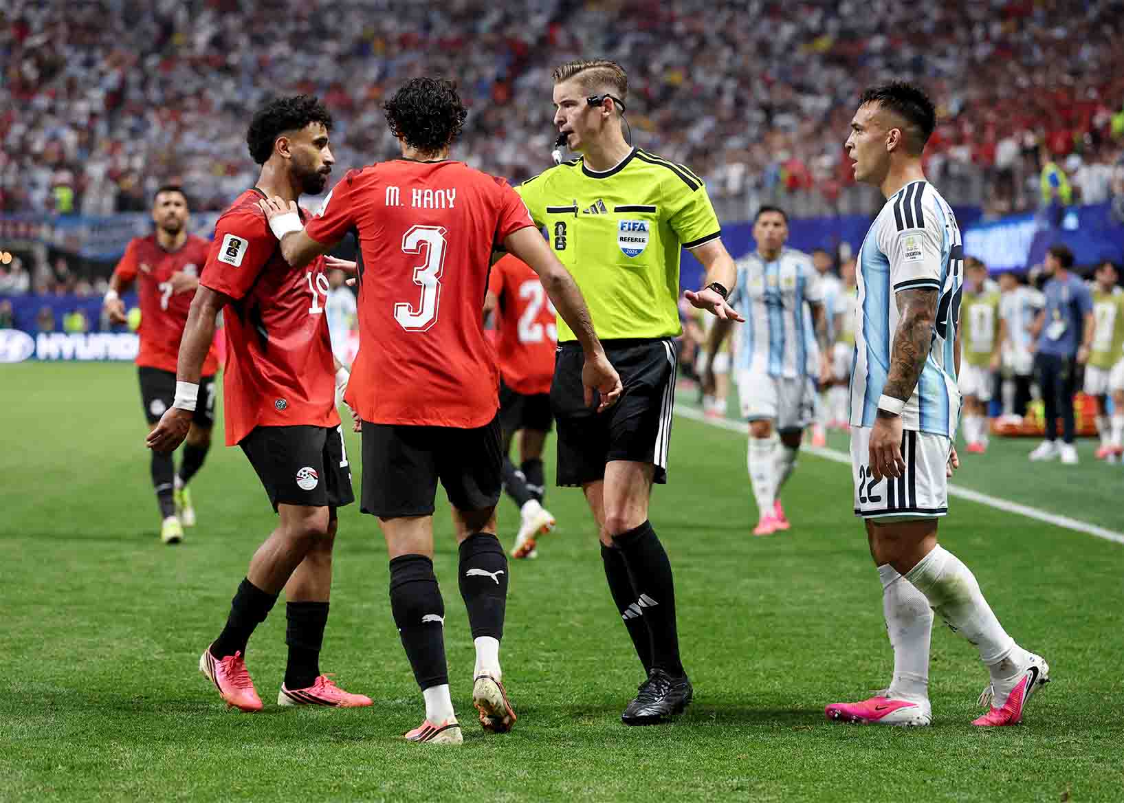 The moment Mr. Francois Letexier denied Egypt's goal. Photo: AFP